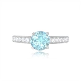 1.06ct Round Aquamarine Diamond Shoulders Ring - Northwest Ring 14877 Top View