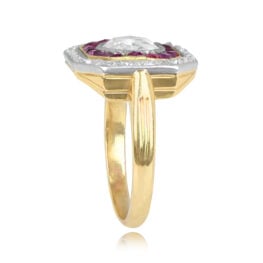 Edwardian Rose Cut Diamond Ruby Ring - Mayflower Ring