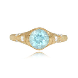 0.96ct Aquamarine Diamond and Gold Ring - Philadelphia Ring 14897 Top View