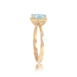 Aquamarine and Diamond Halo Engagement Ring - Windmere Ring 14954 TSV