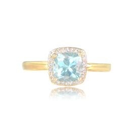 0.95 carat Aquamarine and Diamond Halo Engagement Ring - Windmere Ring 14954 TV