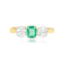 Lakeside Ring Three-stone platinum on yellow gold emerald ring 14960 TV 1000P