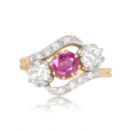 Copley Ring antique cushion cut ruby three-stone ring 14961 TV 1000P