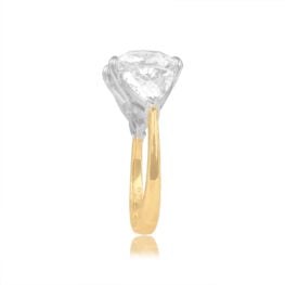 Top Side View Antique Cushion-Cut Diamond on 18k Yellow Gold Ring 14979
