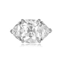 5.01ct Cushion Cut Diamond Ring with trillion diamond accents Milltown Ring 14979