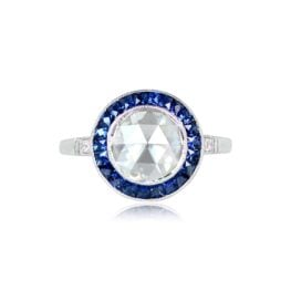 Top View Rose Cut Diamond Sapphire Ring Ambler Ring 14999