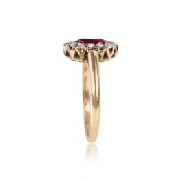 Top Side View 18k Yellow Gold Ruby Ring Willow Ring 15019