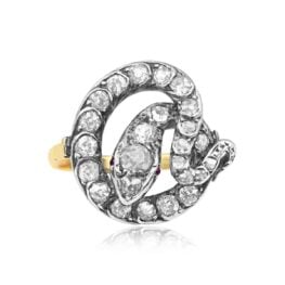 Silver on Gold Antique Snake Ring Valeene ring 15130