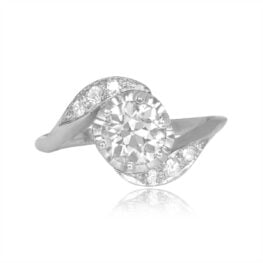 Antique Edwardian 0.90 carat center diamond Swirl Ravenna Ring, Circa 1910 15136