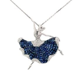Sapphire 18k White Gold Necklace Ballerina Pendant Necklace 15151 Top View