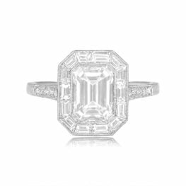 1.80 Carat Emerald Cut Diamond Ring Cremona Ring Top View 15155
