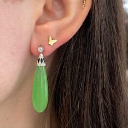 Agate Elim Earrings featuring old European cut diamonds