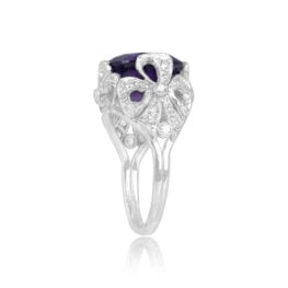 Top Side View Amethyst and Diamond on Platinum Ring 15217