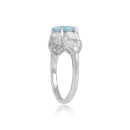 1.76ct Aquamarine and diamond accent ring Tiber Ring Top Side View