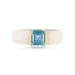 1.54ct Square-Cut Aquamarine Van Cleef and Arpels Ring 15235