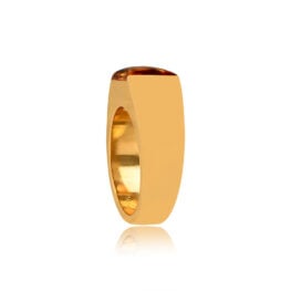 Side View Gemstone Natural Citrine and Gold Cartier Ring 15236