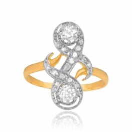 Platinum and Gold Edwardian Ring Orrville Ring 15240 Top View