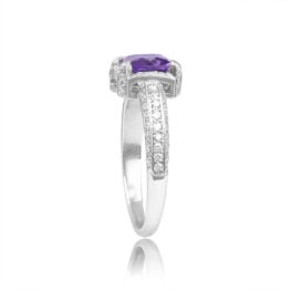 Top Side View Prong-Set Amethyst and Diamond Cocktail Ring 15274