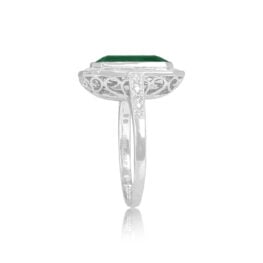 Top Side View Emerald and Platinum Engagement Ring 15274
