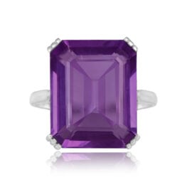 Antique 9.33ct Amethyst Art Deco Era Galena Ring, Circa 1920 Top View