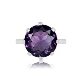 Top View 4.69 carat Amethyst Gemstone Ring Tonnelle Ring 15301