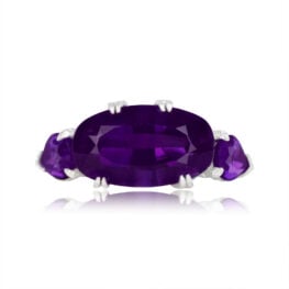 Top View Elongated Oval-Cut Amethyst with Additional Amethysts 15306