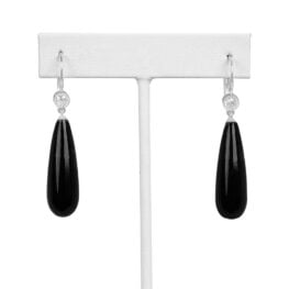 0.50 carat Top Diamond with Long Onyx Drop Earrings 15317