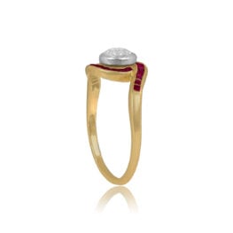 Top Side View 18k Yellow Gold and Ruby Ring 15327
