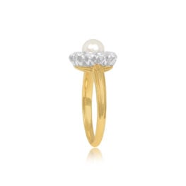 Pearl and Diamond 18k Yellow Gold Cluster Engagement Ring 15341