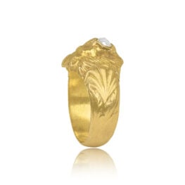 Top Side View French Rose-Cut Vintage Gold Ring 15342