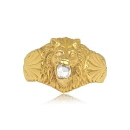 Top View French Rose-Cut Diamond and 18k Yellow Gold Ring 15342