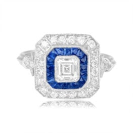 Asscher Cut Diamond Double Halo Ring Mississippi Ring Top View 15379