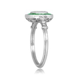 GIA Certified 0.80ct center Emerald Cut Diamond with an Emerald halo Bondi Ring 15380
