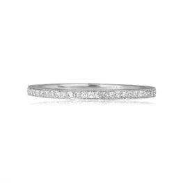 eternity wedding band with round brilliant cut diamonds Top View