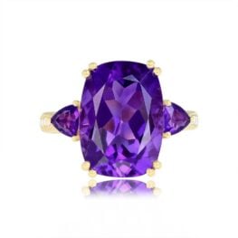 6.43ct Cushion-Cut Amethyst Center Set in Prongs Nassau Ring 15462