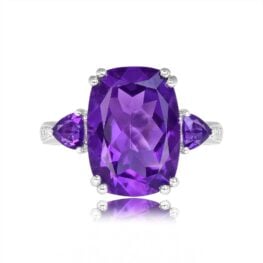 Top View 5.83ct Cushion-Cut Amethyst Center on Platinum 15463