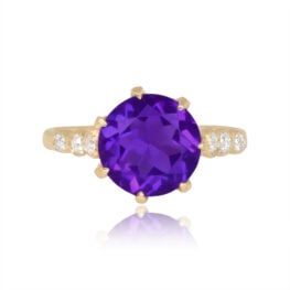 2.39 carat Round Amethyst With Old Mine Cut Diamonds Top View 15469