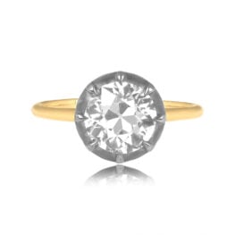 2.10ct Old European Cut Diamond on 18k Yellow Gold Earrings 15509