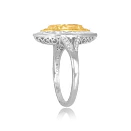 pear fancy yellow diamond with halo and under gallery Bangor Ring 15516
