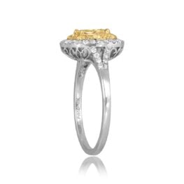 0.91ct Yellow Cushion-Cut Diamond With Double Diamond Halo Madera Ring 15517