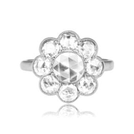 Top View Floral-Style Diamond on Platinum Engagement Ring 15525