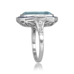 7.64ct Aquamarine and Sapphire Halo Carmi Ring 15536
