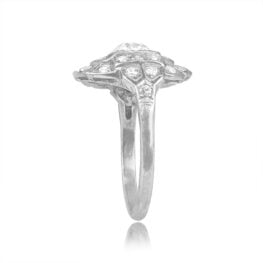 Top Side View Diamond Set in Square Bezel with Diamond Halo Ring 15544