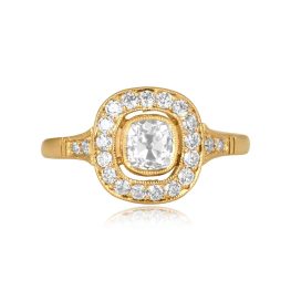 center 0.59 carat antique cushion cut center diamond Faro Ring 15494