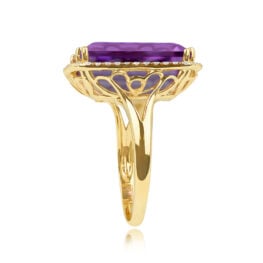 Top Side View Emerald-Cut Amethyst Set in Prongs 15611