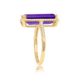 Top Side View 3.76ct Amethyst Prong-Set in 18k Yellow Gold Ring 15626