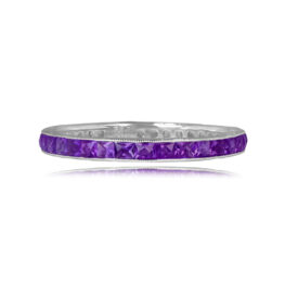 Top View French Cut Amethyst Channel-Set Platinum Band 15630