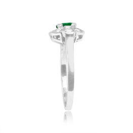 Top Side View Emerald-Cut Emerald and Diamond Platinum Ring 15662