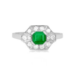 Top View Emerald and Diamond Engagement Ring 15662