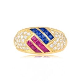 Top View Mauboussin Paris Ruby and Sapphire and Diamond Ring 15664